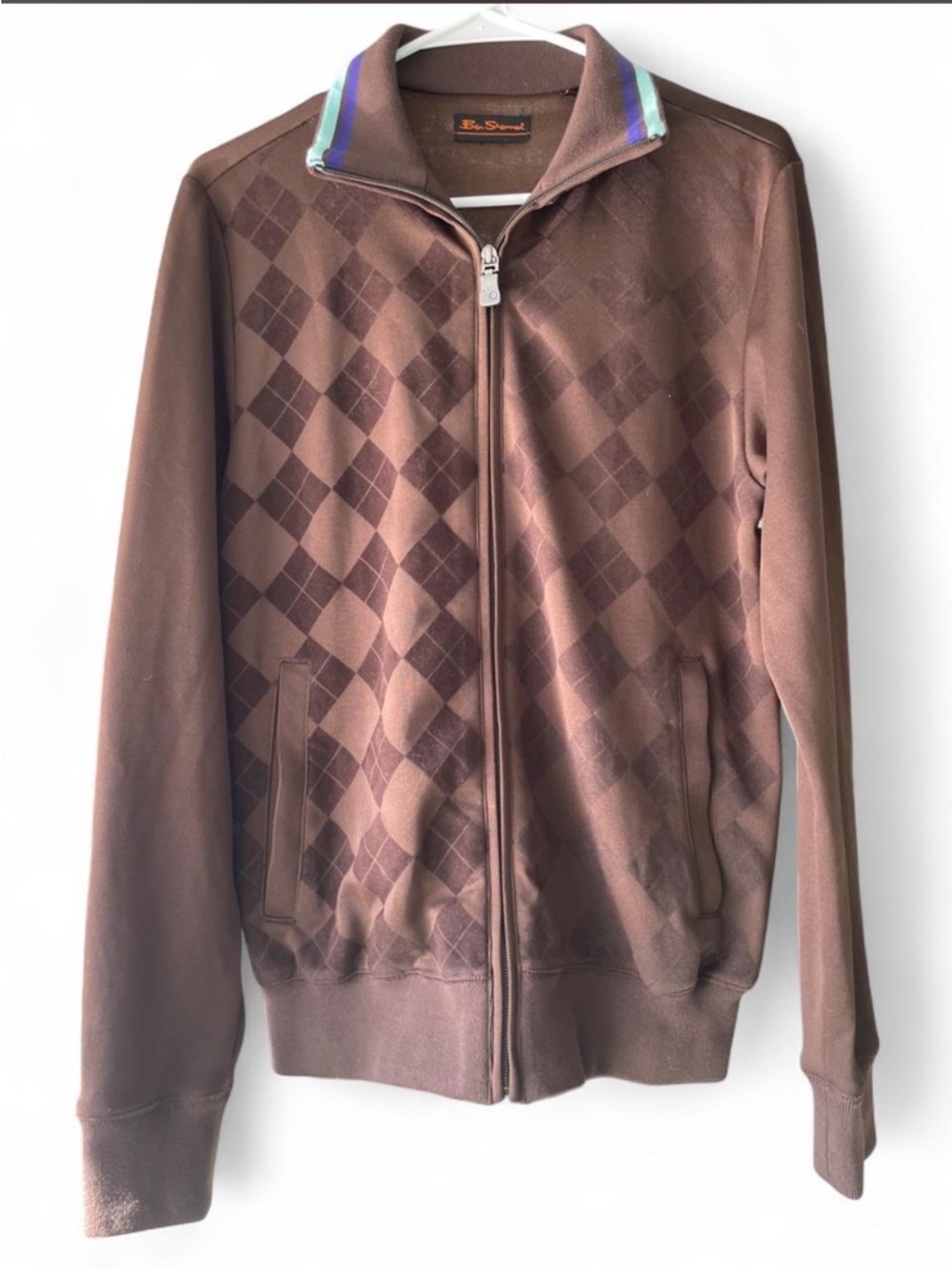 Ben Sherman Brown Argyle Zip Jacket